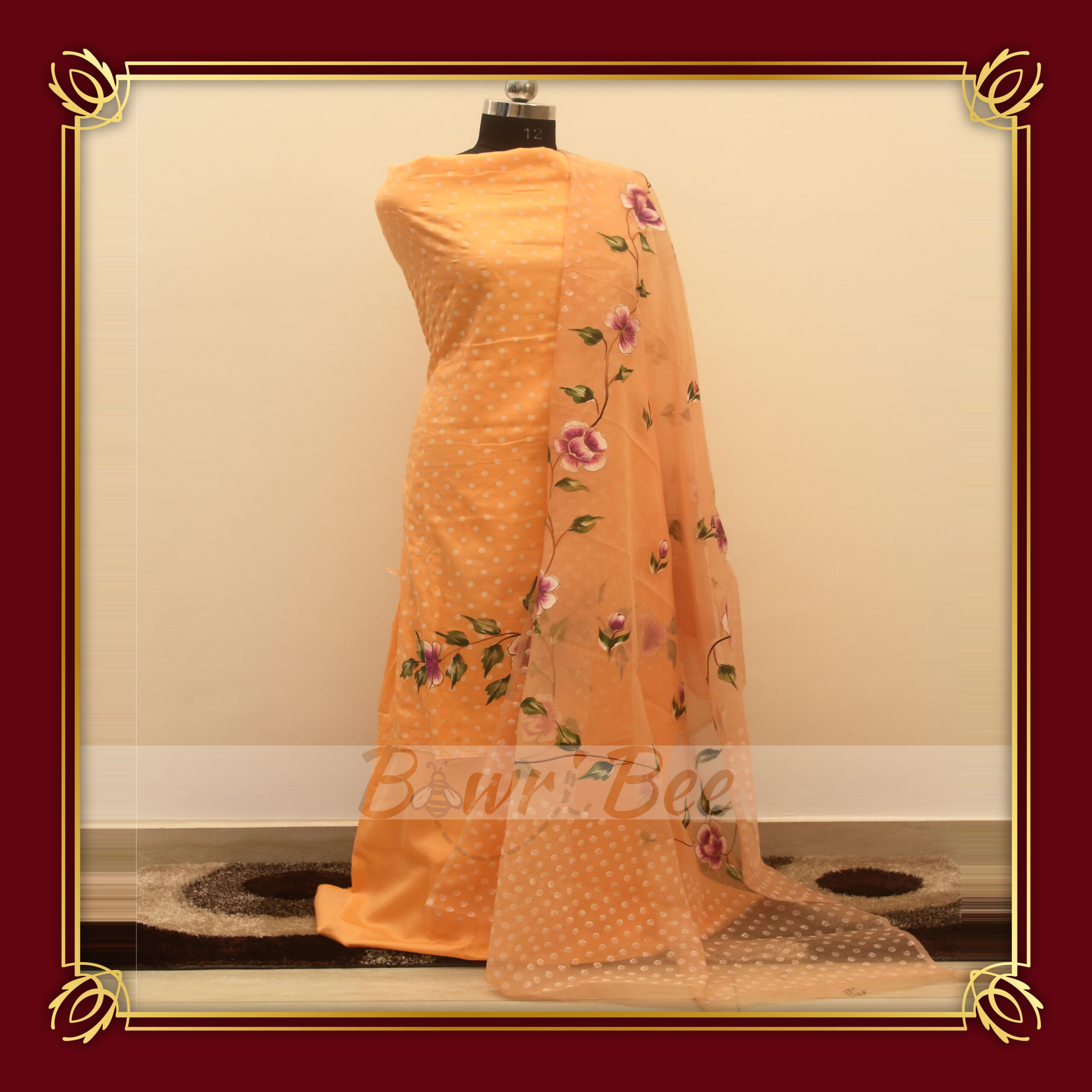 Light Orange Pant Style Silk Straight Suit